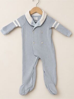 Ralph Lauren Baby Blue Knit Footed Coverall 9M